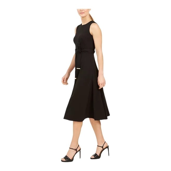 Calvin Klein A-Line Dress With Belt - Black - Size 16 - Picture 11 of 12